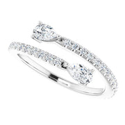 Two Stone Pear Diamond Bypass Ring