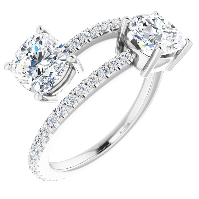 Two Stone Cushion Diamond Bypass Ring