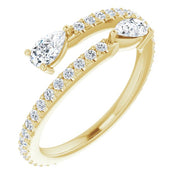 Two Stone Pear Diamond Bypass Ring