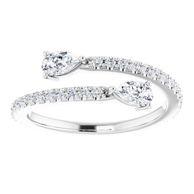 Two Stone Pear Diamond Bypass Ring