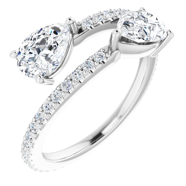 Two Stone Pear Diamond Bypass Ring