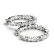 4 Prongs Inside Out Round Diamonds Hoop Earrings