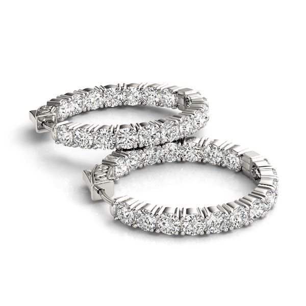 4 Prongs Inside Out Round Diamonds Hoop Earrings