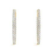 2 Prongs Inside Out Round Diamonds Hoop Earrings