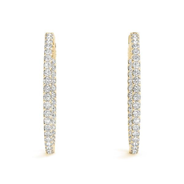 2 Prongs Inside Out Round Diamonds Hoop Earrings