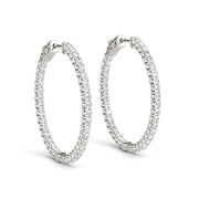 2 Prongs Inside Out Round Diamonds Hoop Earrings