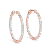 2 Prongs Inside Out Round Diamonds Hoop Earrings