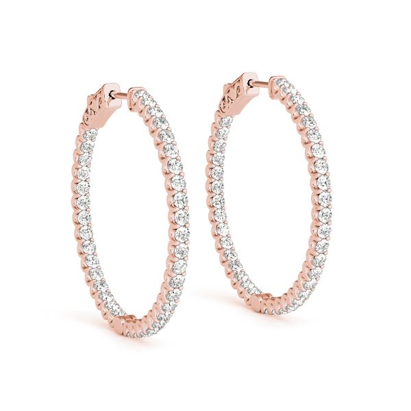 2 Prongs Inside Out Round Diamonds Hoop Earrings